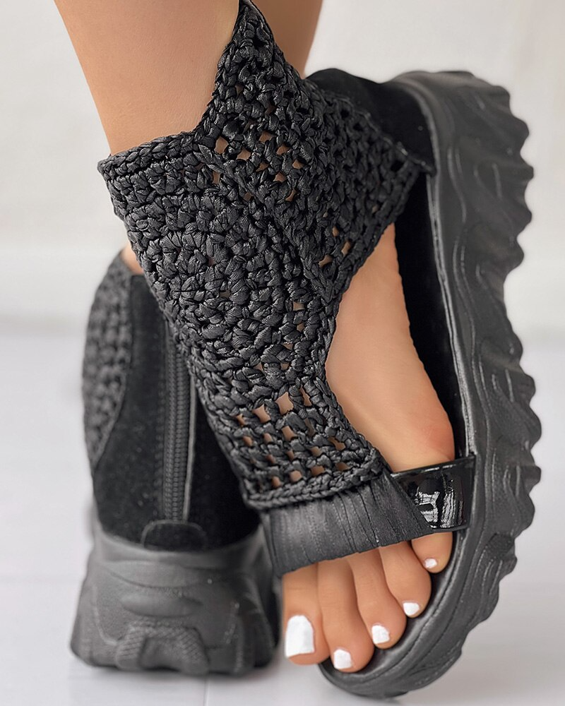 Fabiola - Platformsandalen met Gehaakte Bovenkant