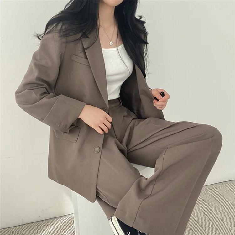 Athena - Minimalistische Blazerset met Bijpassende Broek voor Dames