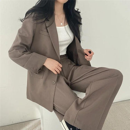 Athena - Minimalistische Blazerset met Bijpassende Broek voor Dames