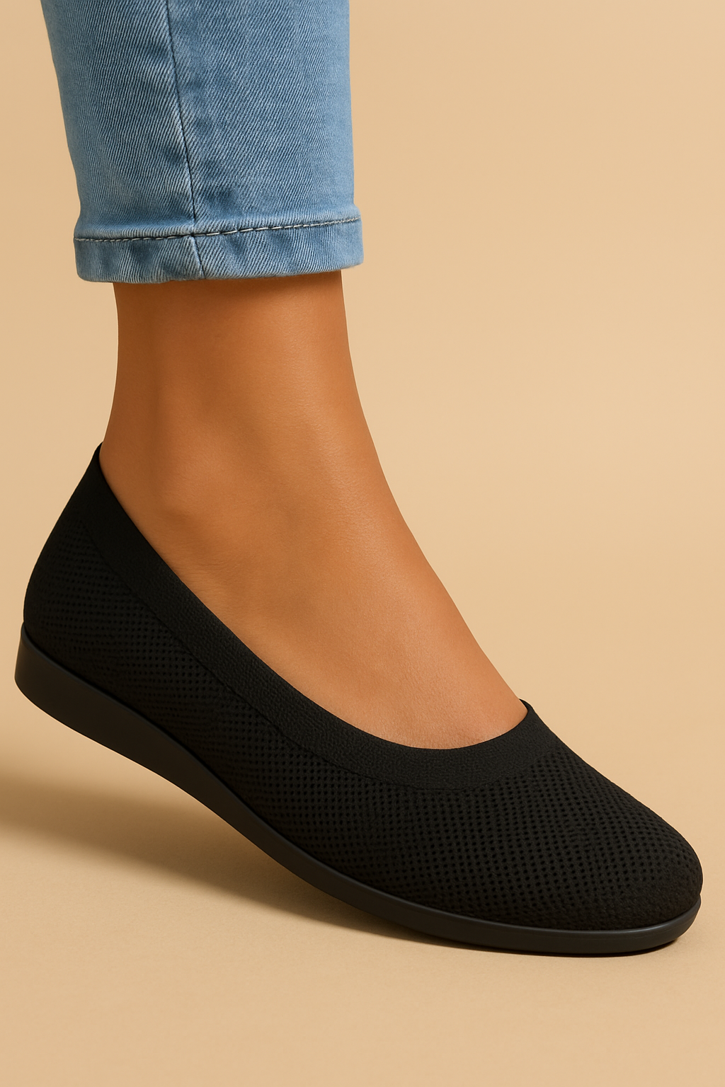 Ademende Gebreide Ballerina's Voor Dames Met Flexibele Pasvorm