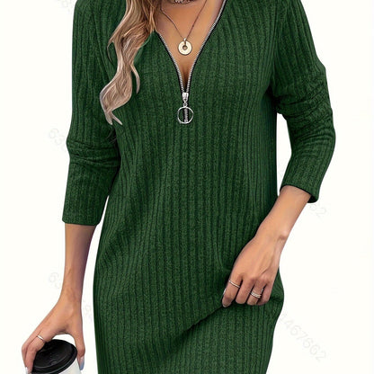 Elegante Dames Mini Sweaterjurk met Kwartrits