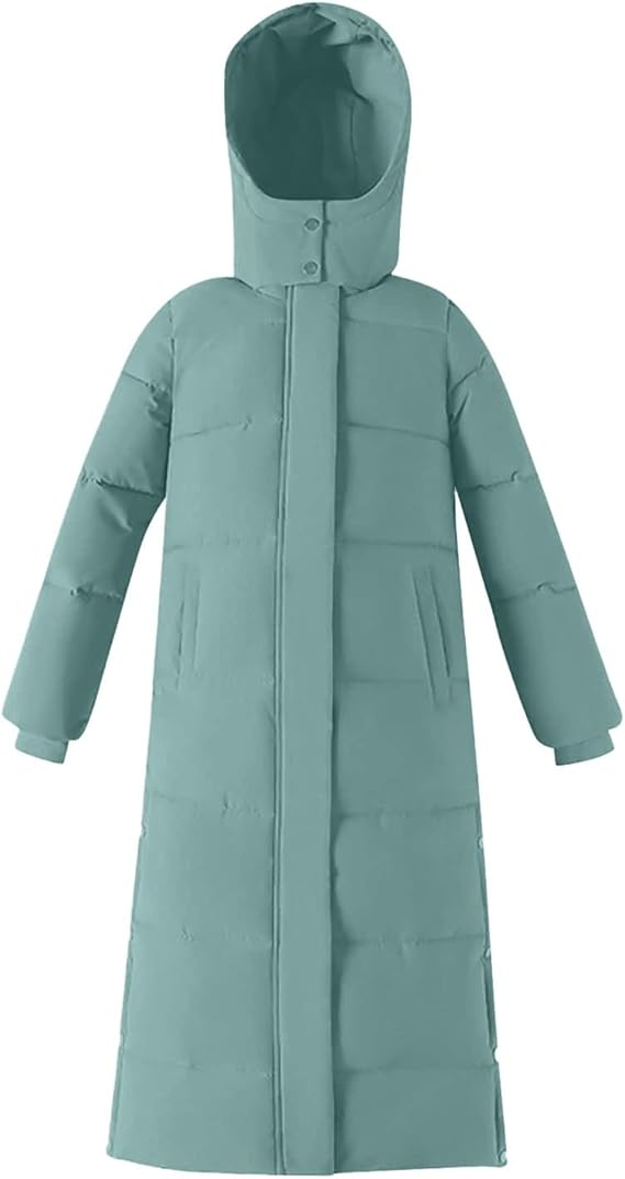 Lange Pufferjas met Zijsplit & Capuchon – Dames Winterjas