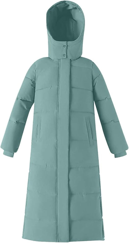 Lange Pufferjas met Zijsplit & Capuchon – Dames Winterjas