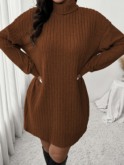 Chique Geribde Mini Sweaterjurk Met Col Voor Vrouwen