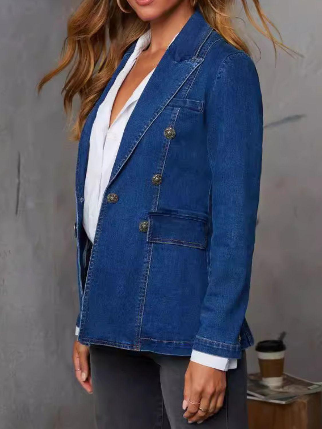 Luxella - Klassieke Dames Denim Blazer met Knoopsluiting