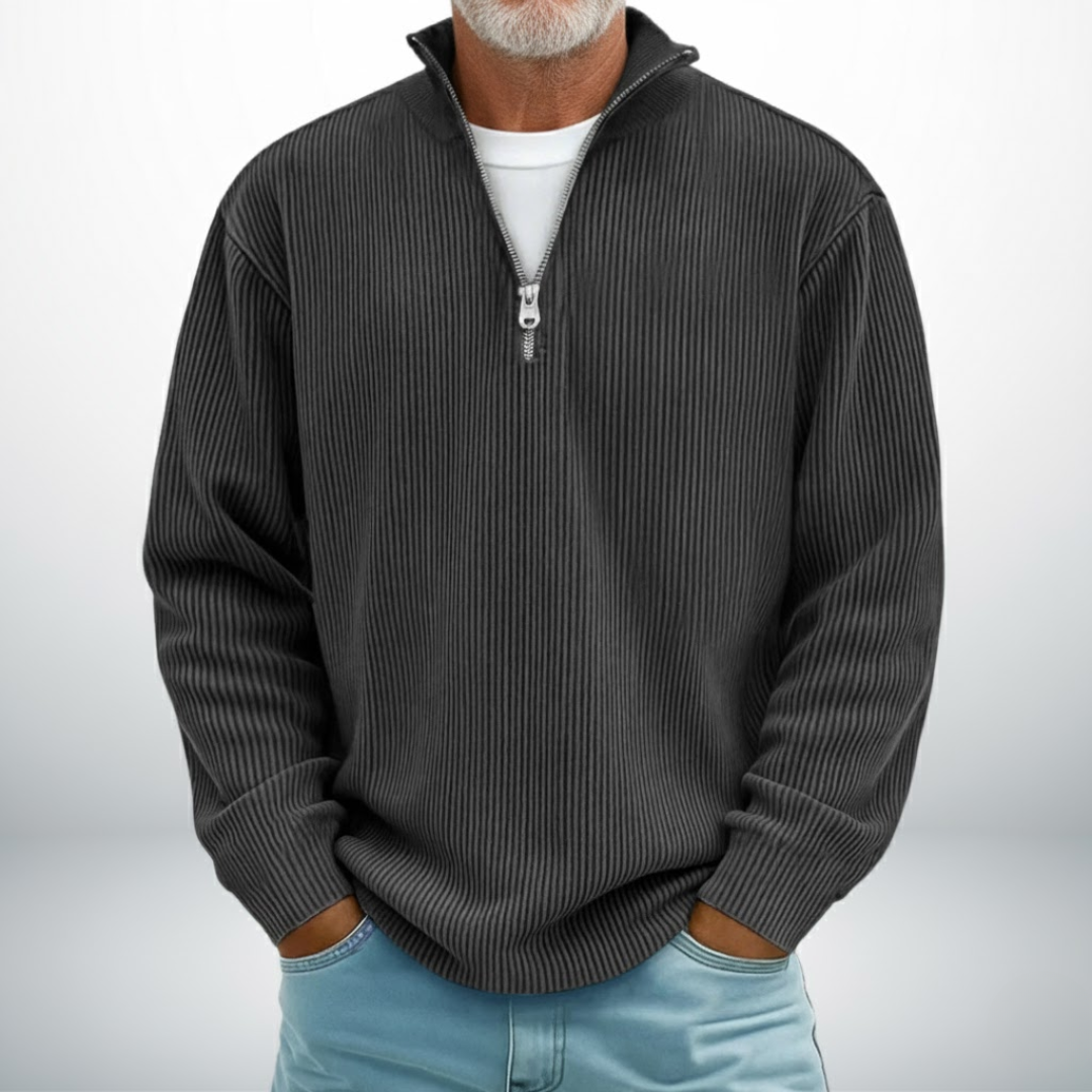 Heren Trui Met Halve Rits En Opstaande Kraag Casual Comfort