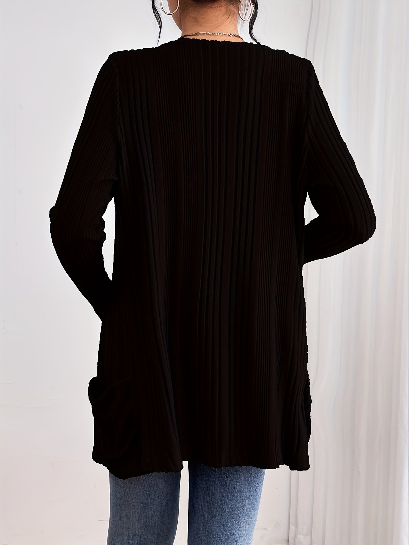 Comfortabel Dames Vest Met Zakken En Geribde Structuur