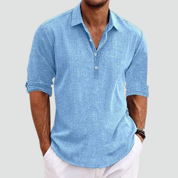 Linnen Polo Voor Mannen Met Losse Pasvorm En Ademend Ontwerp
