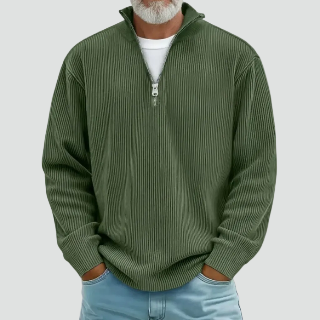 Heren Trui Met Halve Rits En Opstaande Kraag Casual Comfort