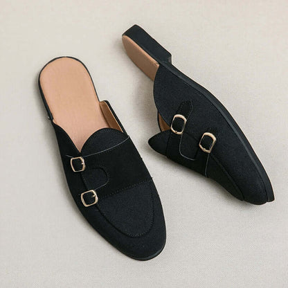Dames Loafers met Open Hiel en Verstelbare Gespen