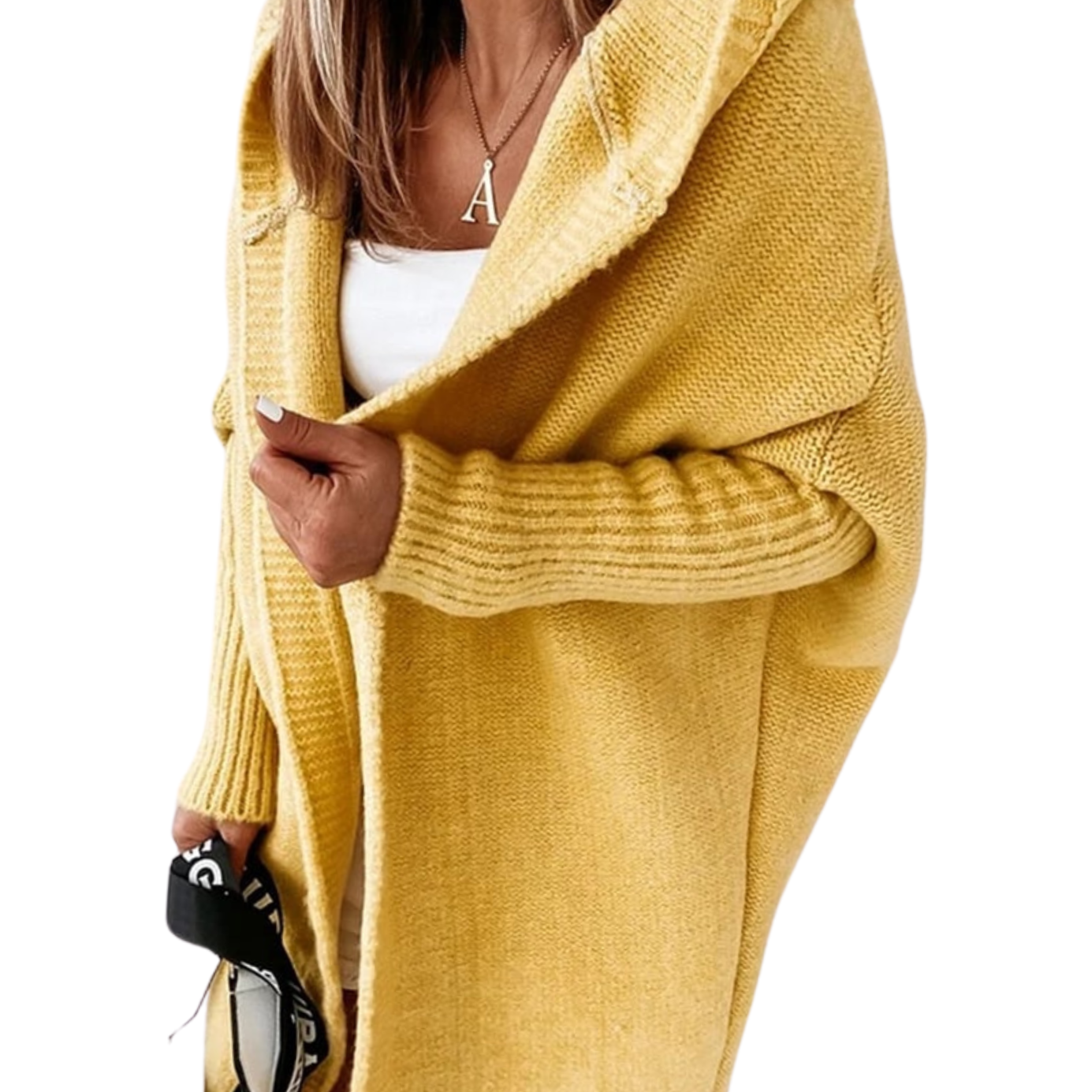 Gebreid Midi Vest voor Dames met Capuchon