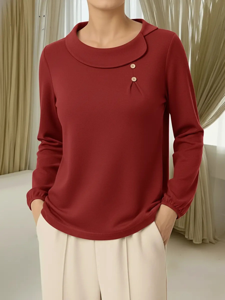 Zachte Dames Sweatshirt Met Ronde Hals En Stijlvolle Knopen