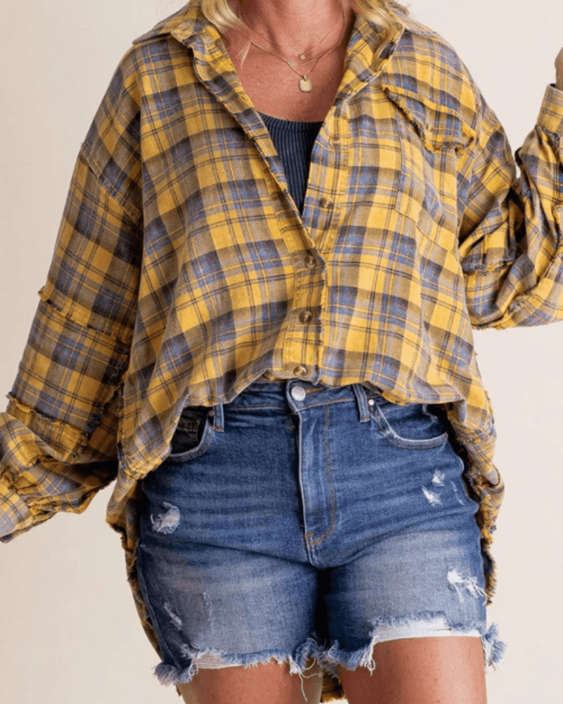 Lara - Oversized Geruit Overhemd met Lange Mouwen