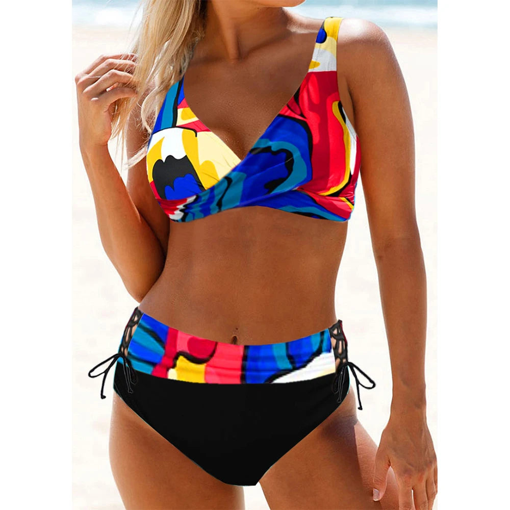 Trendy Comfortabele Dames Bikini Set met Wrap Top