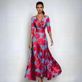 Isabelle - Maxi-jurk met V-hals en levendige abstracte print voor dames