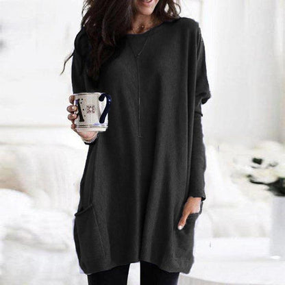 Dames mini winter jurk met zakken