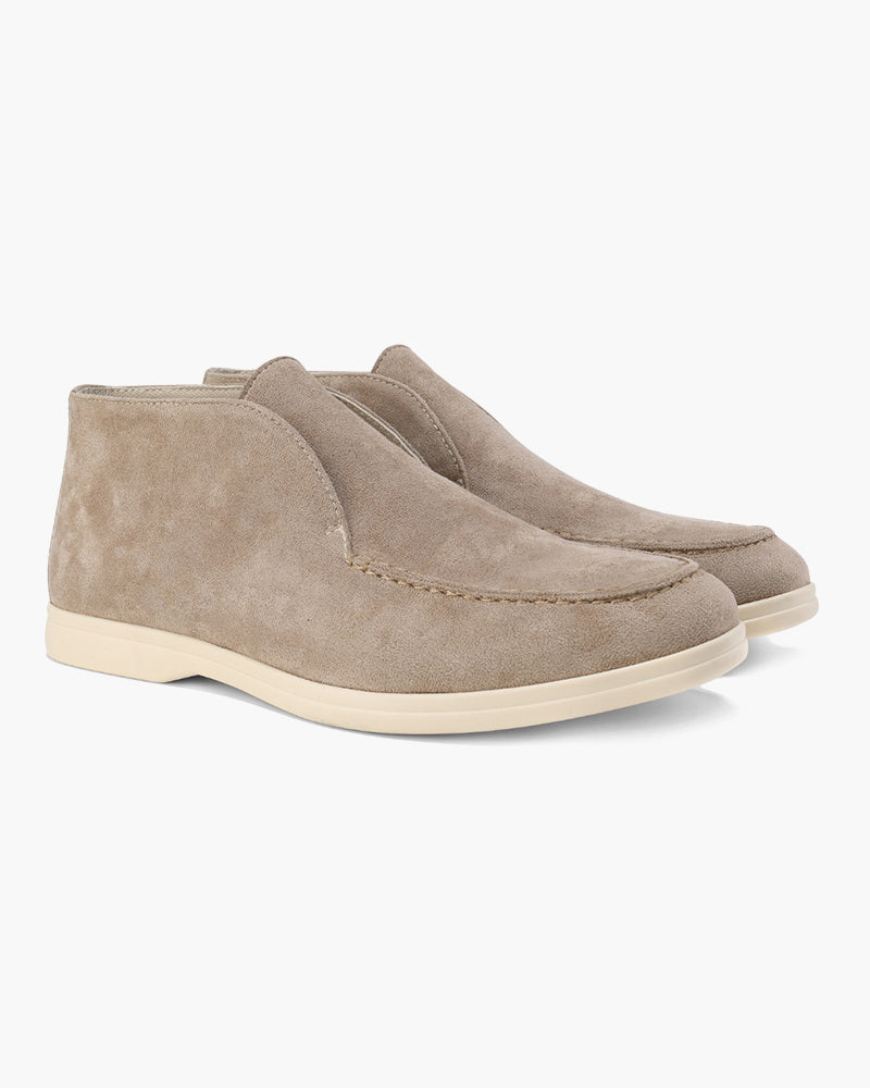 Elegante 3 Delige Gebreide Rits Cardigan Broek en Suède Boots voor Heren