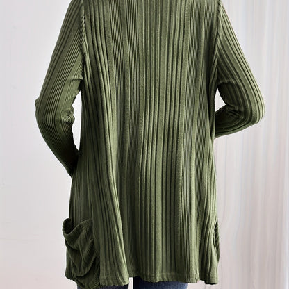 Comfortabel Dames Vest Met Zakken En Geribde Structuur
