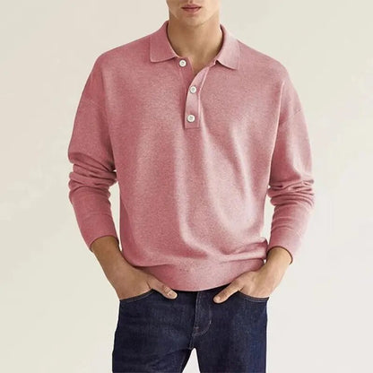 Heren Poloshirt Met Lange Mouwen En Knoopsluiting