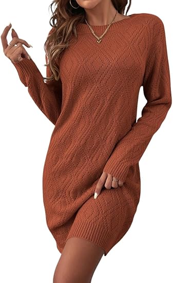 Stijlvolle Vrouwen Kabelgebreide Mini Warme Winterjurk