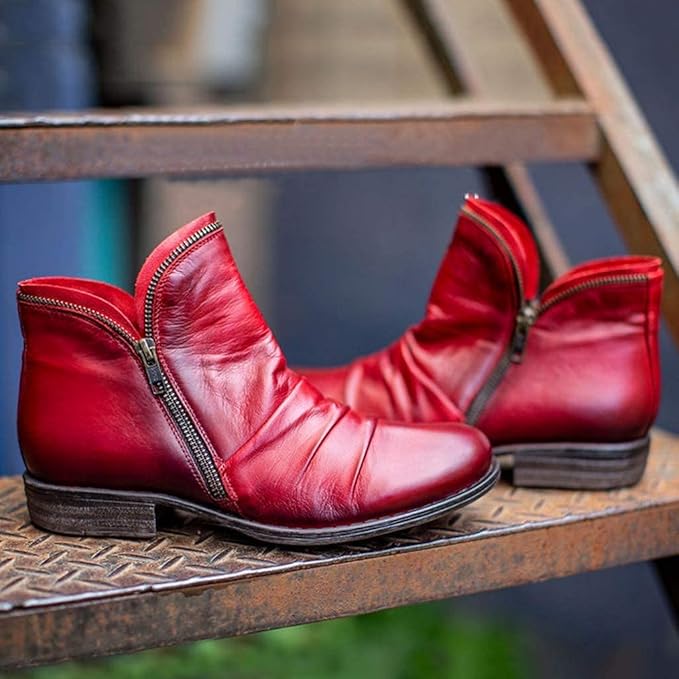 Vrouwen Vintage Robuuste Laarsjes met Ritssluiting