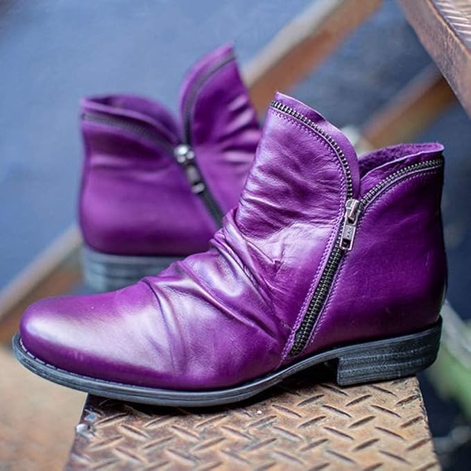 Vrouwen Vintage Robuuste Laarsjes met Ritssluiting