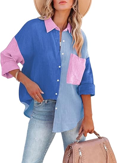 Brooklyn - Colorblock Button-Up overhemd voor dames