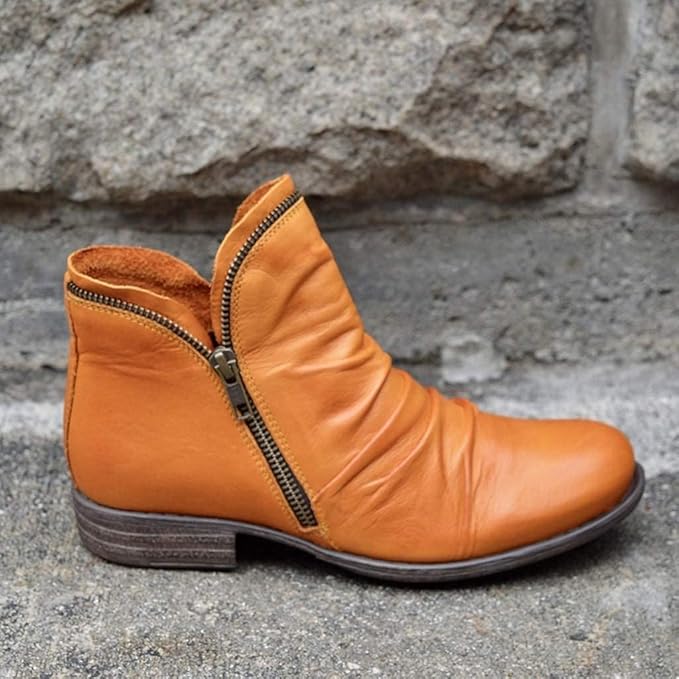 Vrouwen Vintage Robuuste Laarsjes met Ritssluiting