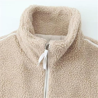 Teddy Fleece Jas Dames met Rits & Zijzakken