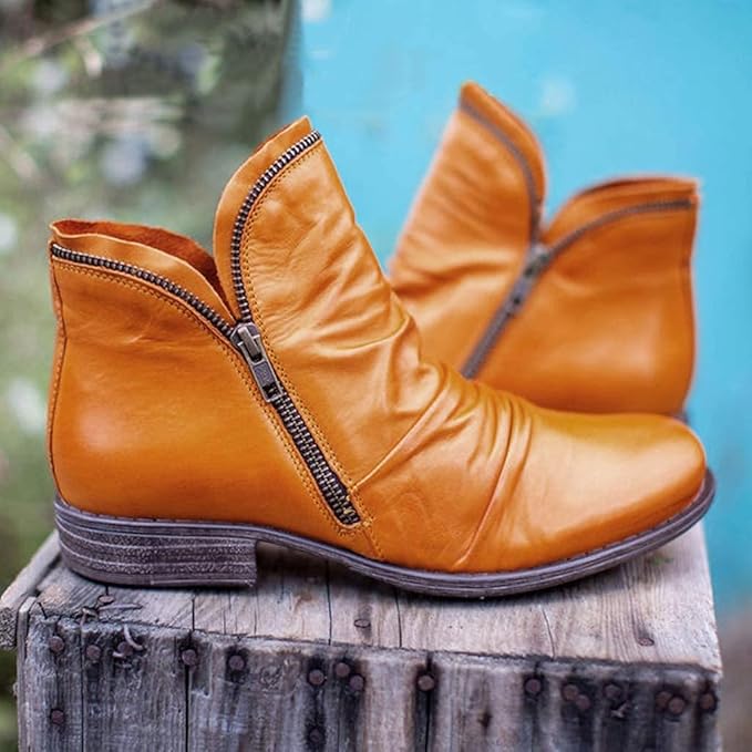 Vrouwen Vintage Robuuste Laarsjes met Ritssluiting