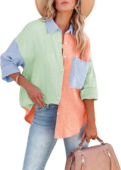 Brooklyn - Colorblock Button-Up overhemd voor dames