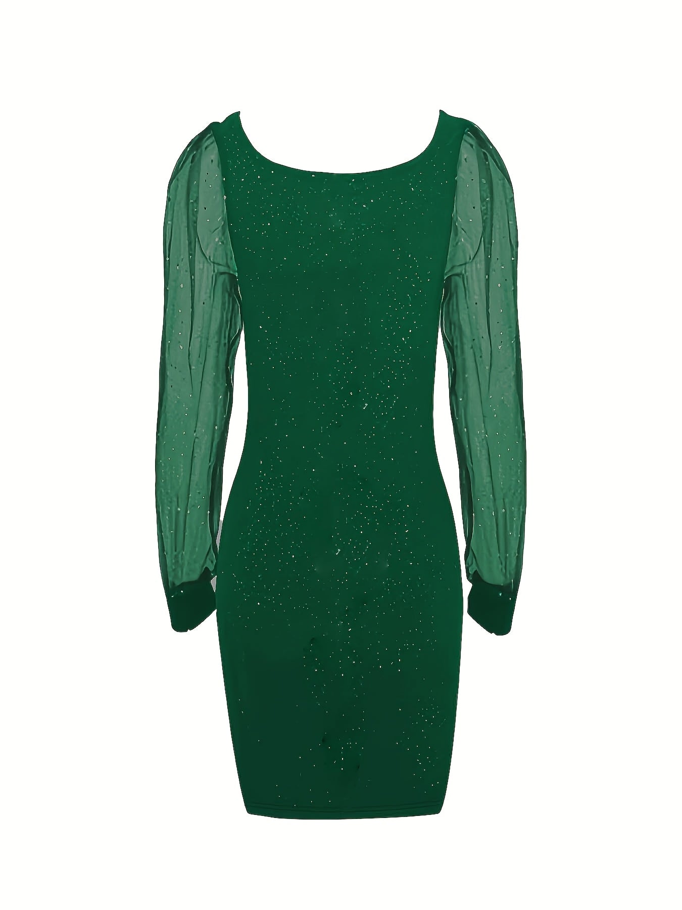 Glitter Midi Bodycon Cocktailjurk Voor Dames Met Mesh Mouwen