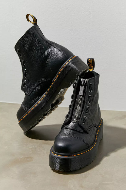 Zwarte Dames Combat Boots Met Chunky Zool en Ritssluiting