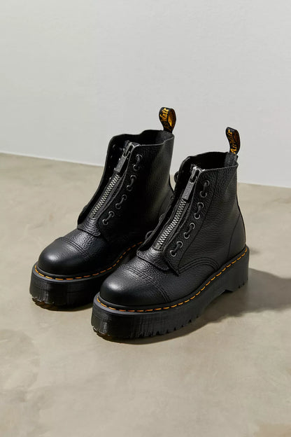 Zwarte Dames Combat Boots Met Chunky Zool en Ritssluiting