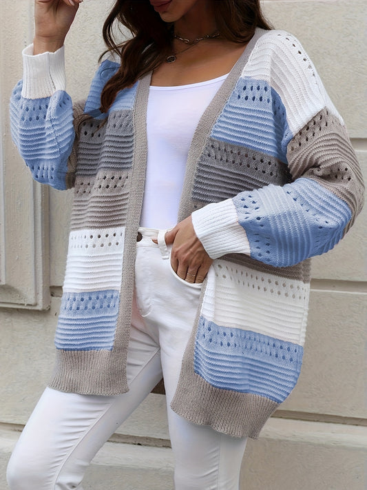 Plus Size Dames Openvallend Opengewerkt Gebreid Vest