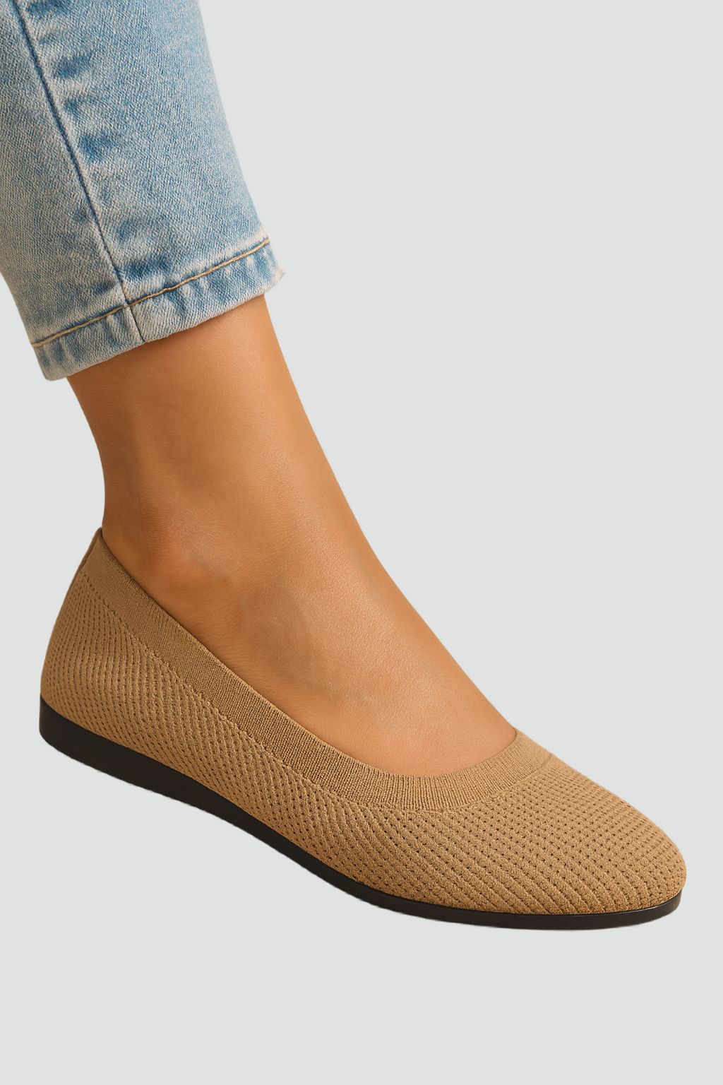 Ademende Gebreide Ballerina's Voor Dames Met Flexibele Pasvorm