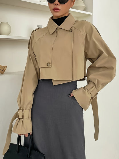 Katya - Gesneden trenchcoat met gespmanchetten voor dames