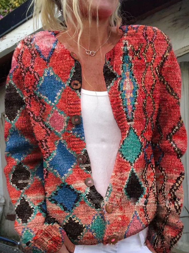 Dames Vest Met Lange Mouwen En 3D-Print Voor Casual Gebruik