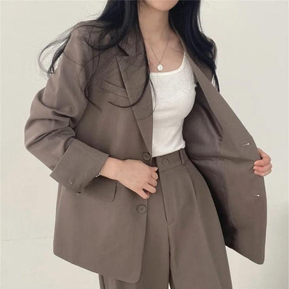 Athena - Minimalistische Blazerset met Bijpassende Broek voor Dames