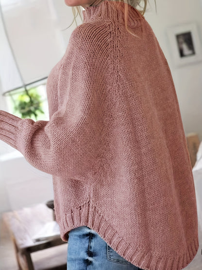 Warme Oversized Kabeltrui Voor Dames Met Col