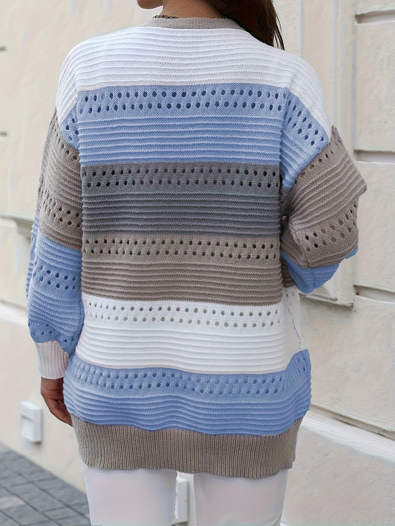 Plus Size Dames Openvallend Opengewerkt Gebreid Vest
