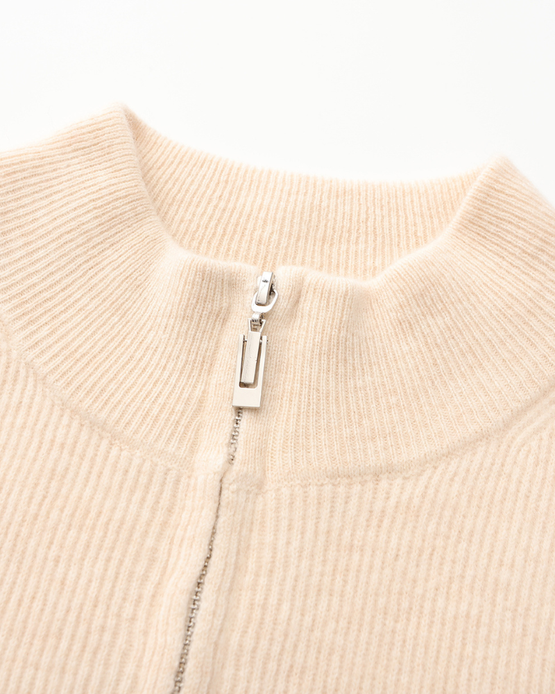 Elegante 3 Delige Gebreide Rits Cardigan Broek en Suède Boots voor Heren
