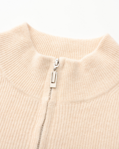 Elegante 3 Delige Gebreide Rits Cardigan Broek en Suède Boots voor Heren