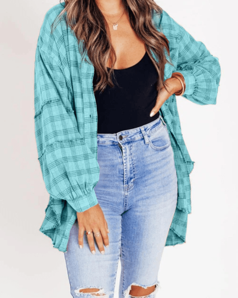 Lara - Oversized Geruit Overhemd met Lange Mouwen
