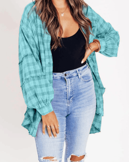Lara - Oversized Geruit Overhemd met Lange Mouwen
