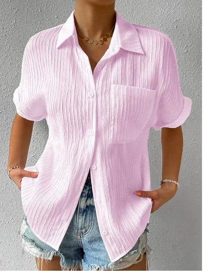 Ilyria - Relaxed Fit Button-Down overhemd met korte mouwen
