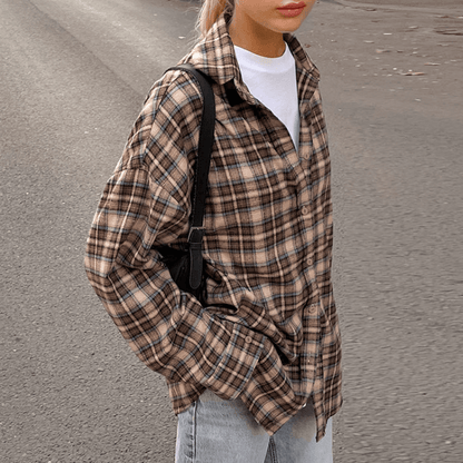 Camille - Oversized Retro Geruit Overhemd voor dames