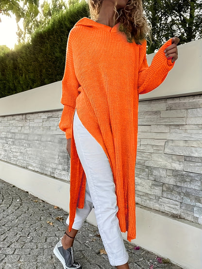 Oversized Dames Maxi sweaterjurk Met Zijsplit En Lange Mouwen