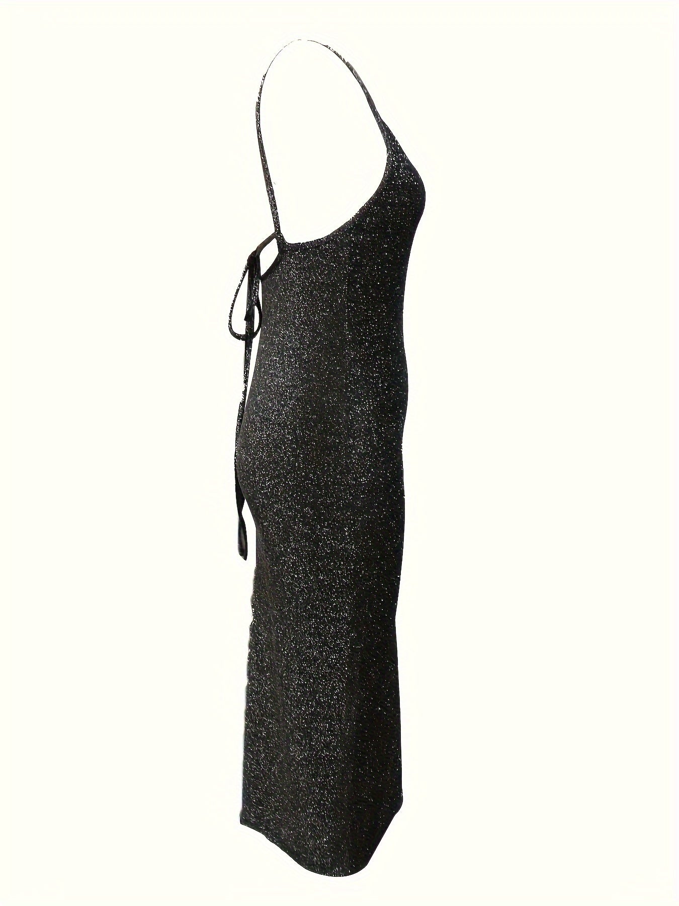 Glitter Midi Cocktailjurk Voor Dames Met Spaghettibandjes En Split