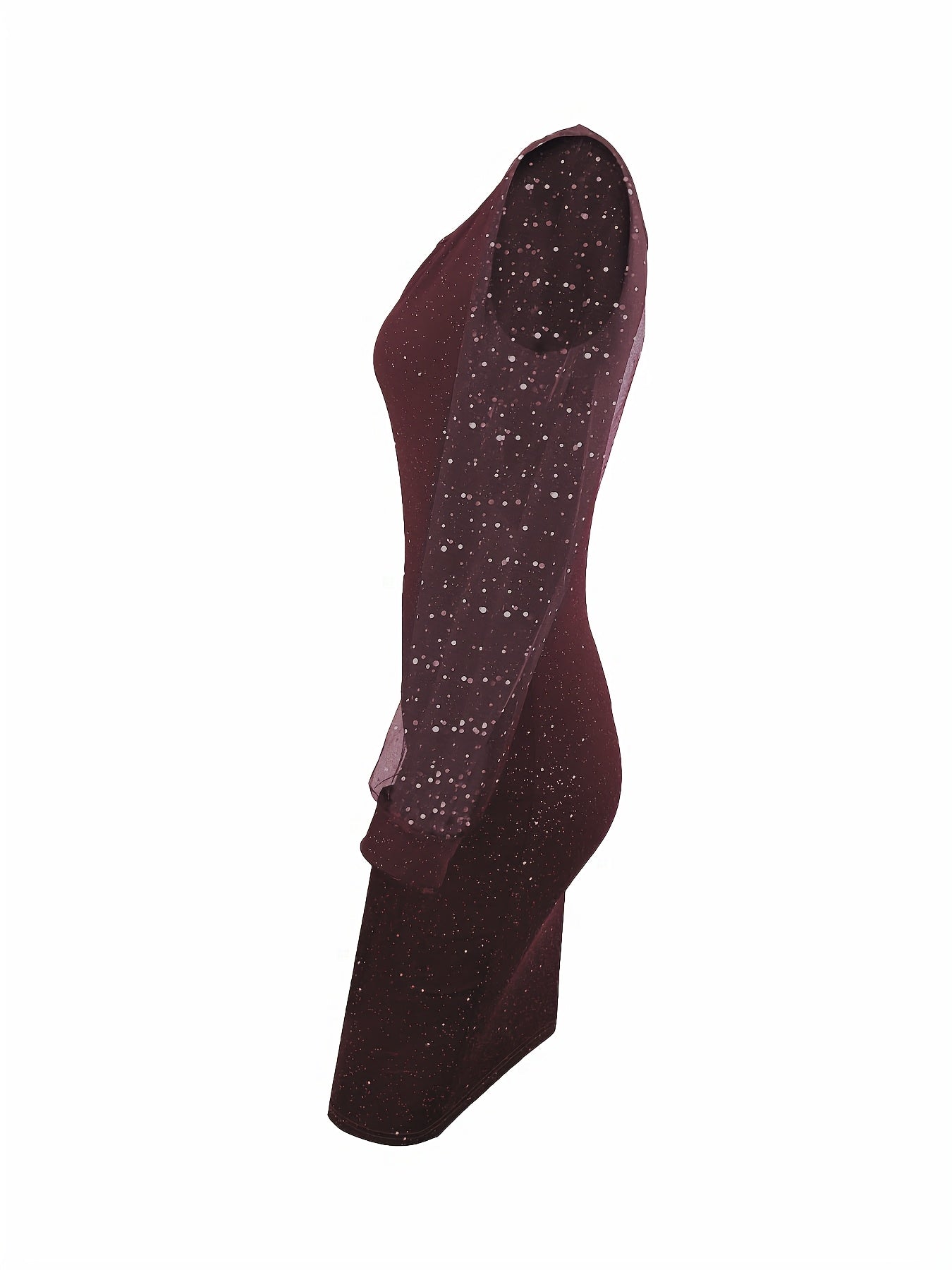 Glitter Midi Bodycon Cocktailjurk Voor Dames Met Mesh Mouwen